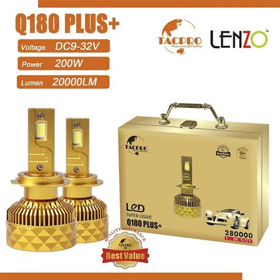 هدلایت اورجینال خیلی قوی Q180 Plus لنزو با گارانتی پایه H4 و H7