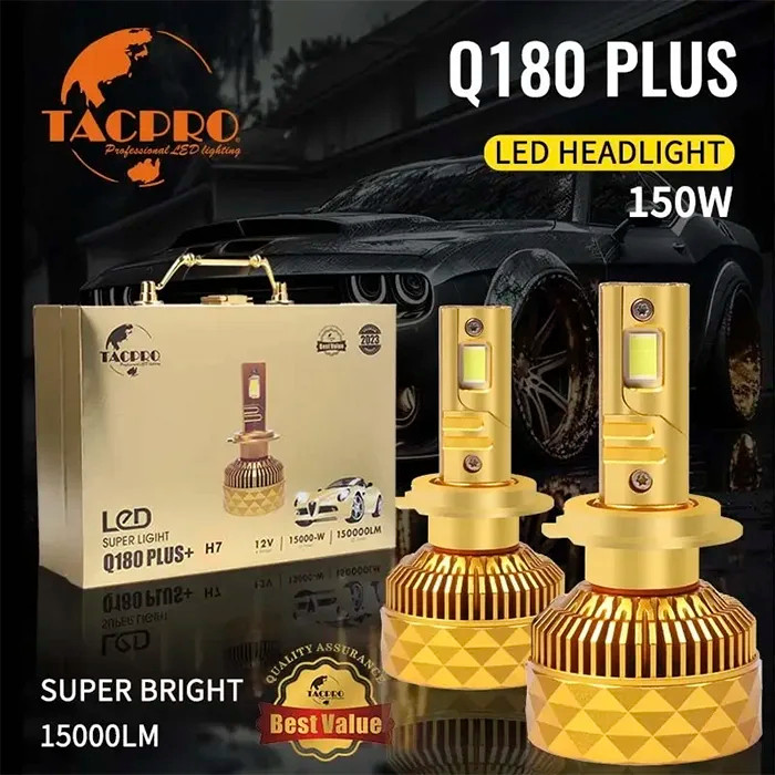 هدلایت اورجینال خیلی قوی Q180 Plus لنزو با گارانتی پایه H4 و H7